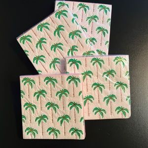 palm trees w/gold foil 5” napkins-cocktail size-4 packs of 20 each-NWT